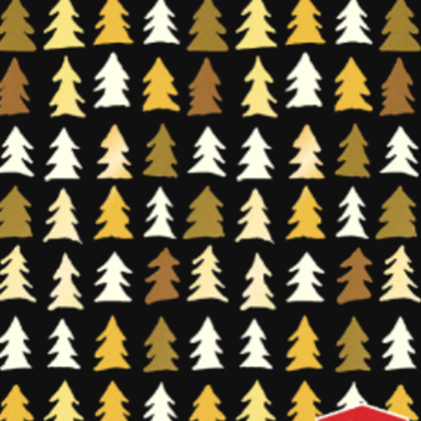 Golden Pine on Black Gift Wrap